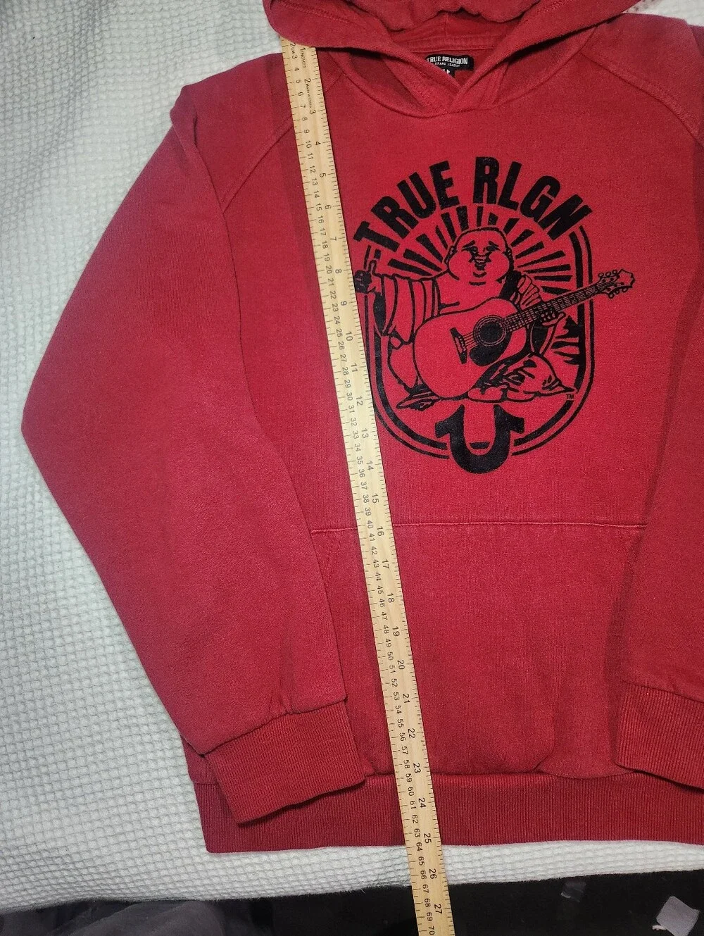 True Religion Red Hoodie with Black Graphic Size M